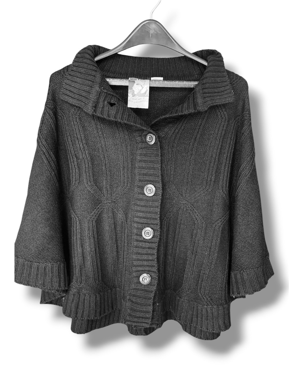 Cozy Shawl-Collar Button-Front Cardigan Sweater - Black